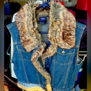 Cruel Girl Faux Fur Lined Denim Vest